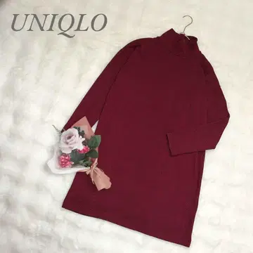 유니클로 소프트 니트 플리스 원피스(S) 보르도 니트처럼 보이는 워셔블