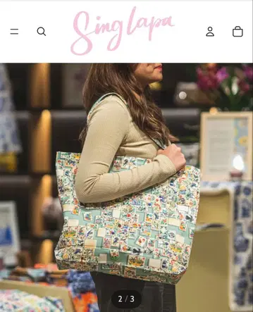 싱가포르 기념품 토트백 Singlapa 마작패 패턴