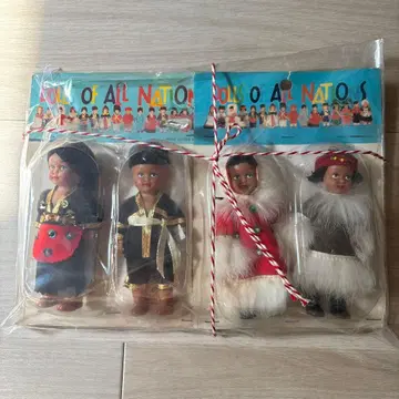 앤티크 인형 인형 세트 4체, 에스키모, 멕시코, 페루, 프랑스