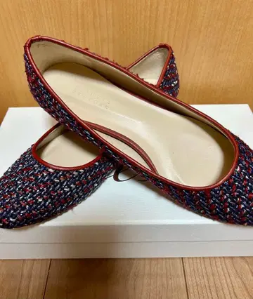 바니즈 플랫슈즈 네이비 레드