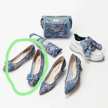 DIANA 회화 모티브 모네 플랫 펌프스