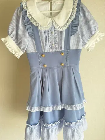 LIZLISA 깅엄 도킹 원피스 Blue