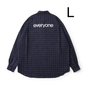 미사용 새상품 everyone back logo check shirt L