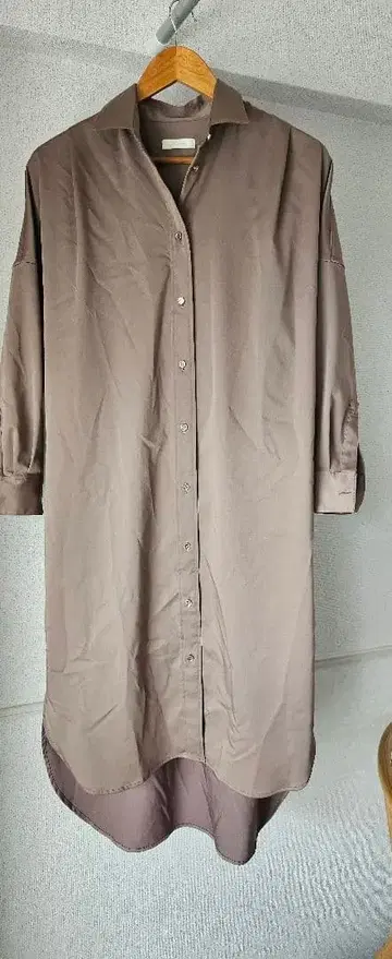 라운지 드레스 실크 터치 롱 셔츠