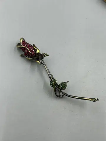 255 빈티지 장미 브로치 빨간색 스톤