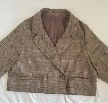 OLIVE des OLIVE 체크 숏 기장 더블 자켓 팬츠