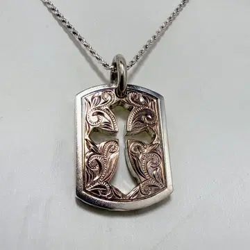 LONO 로노 SILVER 925 크로스 당초 펜던트 목걸이