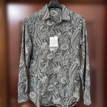 NO ID 긴팔 셔츠 페이즐리 올 패턴 그린