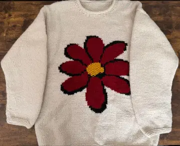 에콰도르 니트 롤넥 네팔제 데이지 꽃