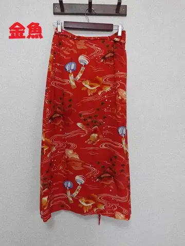 레어! 새상품급 금붕어 패턴 여름맞이 와킨 데메킨 풍 물고기 스커트 M