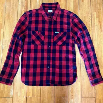 FLAT HEAD 블록 체크 플란넬 셔츠 빨검 사이즈 38 플랫 헤드