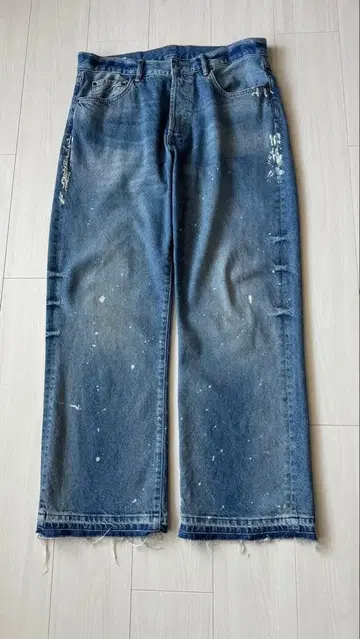 ZARA 배기핏 페인트 데님 팬츠 42