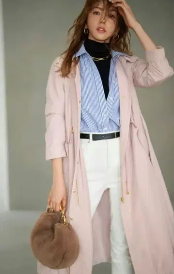 저스길리티 발수 롱 후드 블루종 S 옅은 핑크