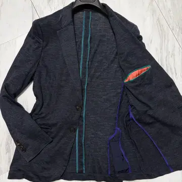 현행 택 린넨 100% 폴스미스 테일러드 자켓 파이핑 네이비