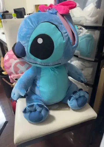 스티치 빅 파랑 봉제 인형 리본 포함