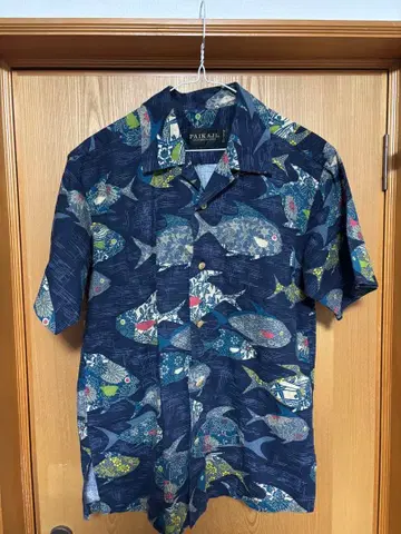PAIKAJI 물고기 패턴 하와이안 셔츠 M
