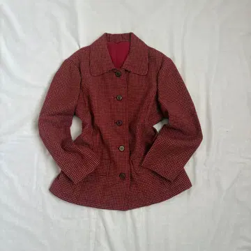 빈티지 체크 무늬 자켓 모 100% 일본제 레트로 클래식