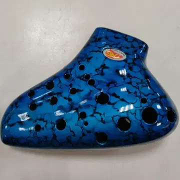 TKG 오카리나 파랑과 블랙 마블 무늬 주머니 포함