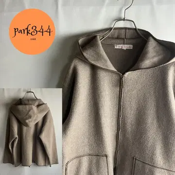 [ KEIKO SUZUKI 울 100% 후드 부착 집업 자켓