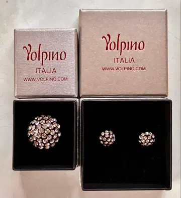 VOLPINO ITALIA 크리스탈 돔 반지와 귀걸이 세트 새상품급