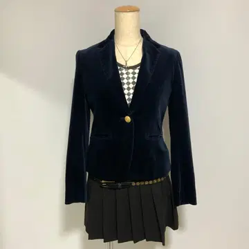 Y2K 벨로아 자켓 다크코어 골드 버튼 갸루 펑크 그런지 쇼트 기장