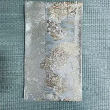 후쿠로 오비 순수 실크 부채 문양 고전 패턴 포멀 0228-3-A3