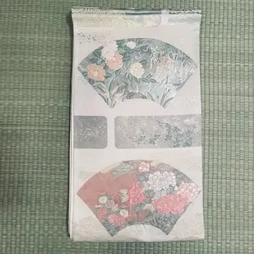 후쿠로 오비 순수 실크 부채꽃무늬 고전 패턴 포멀 0228-5-A3