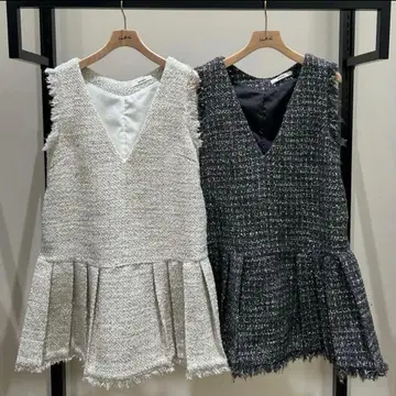 SNIDEL V넥 트위드 점프수트 원피스