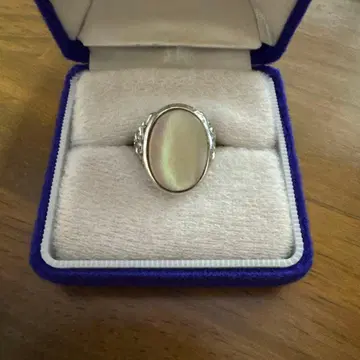 앤티크풍 쉘 반지 실버색 14호 케이스 포함