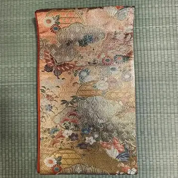 후쿠로 오비 오비 순수 실크 고전 꽃 나비 문양 포멀 0228-7-A3