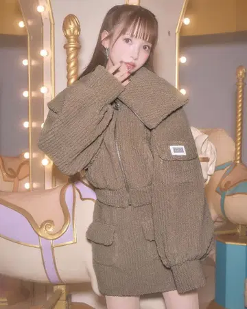 미셸 마카롱 포켓 빅 칼라 셋업