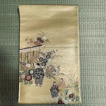 후쿠로 오비 순수 실크 인물 꽃 문양 고전 패턴 포멀 0228-14-A3