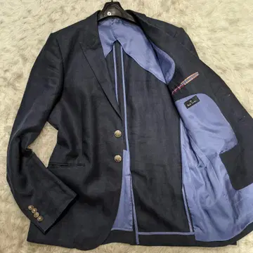 [ 희소L ] 폴스미스 테일러드 자켓 린넨100% 은색 버튼 네이비