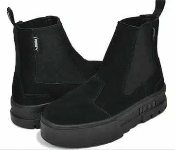 PUMA 푸마 메이즈 첼시 스웨이드 부츠 사이드 고어 통굽 블랙