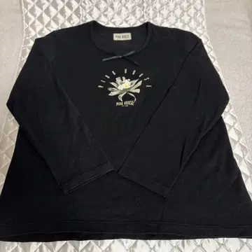 PINK HOUSE 핑크하우스 롱 티셔츠 블랙 리본