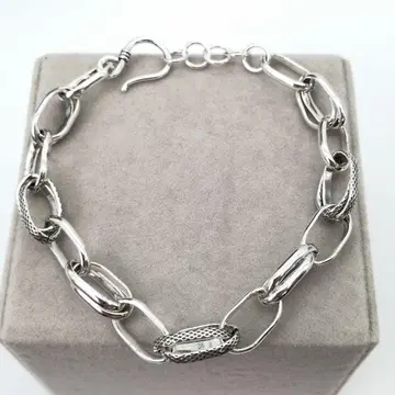 새상품 더블 체인 실버 925 팔찌 빈티지 남성용