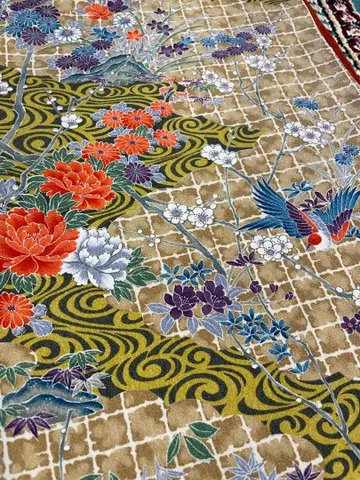 산비 워셔블 기모노 유수화조문/오니시보 크레이프 원단