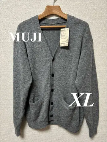 [ 무인양품 ] 23FW 워셔블 울 미들 게이지 V넥 가디건 XL 그레이