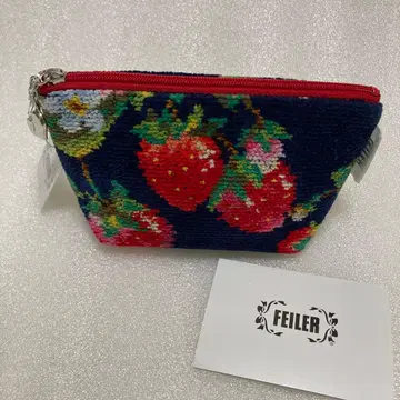 FEILER 딸기 무늬 파우치 네이비