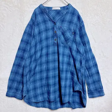 SLOWALK COAST 블루 계열 체크 긴팔 셔츠 [ 3L ] 빅