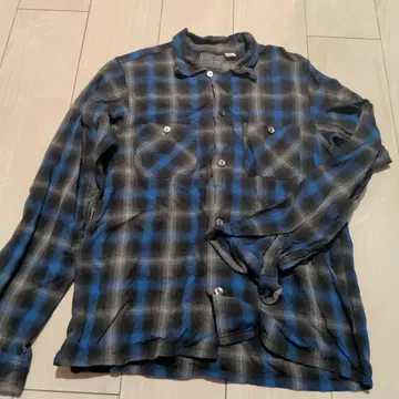 리얼 맥코이 조 맥코이 옴브레 체크 오픈 카라 셔츠 S