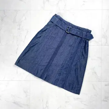 스포츠 맥스 코드 데님 라이크 핀턱 스커트 네이비 38*GD1000