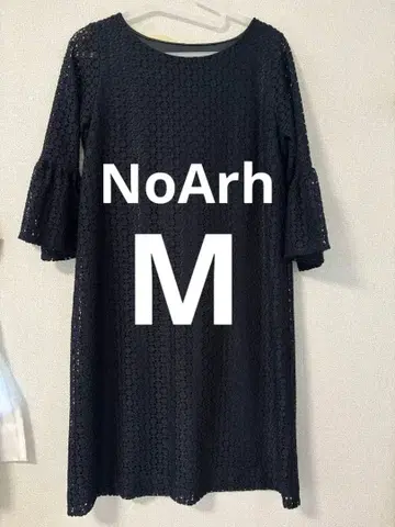 [ NorAh ] 네이비 레이스 무릎 기장 원피스 플레어 소매