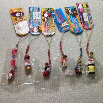 헤이세이 레트로 지역 한정 키티 매달기 스트랩 6개 묶음 판매