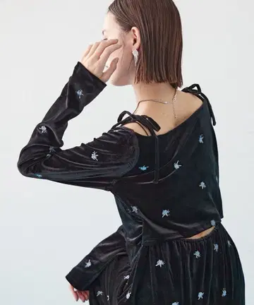 mystic 미스틱 플라워 벨로아 원피스 사이즈 1 블랙