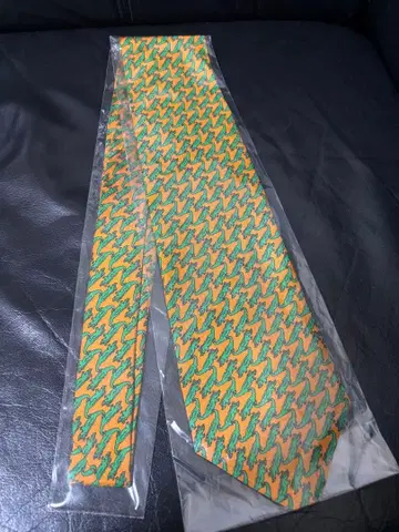 Canon 넥타이 악어 올 패턴 실크 100% 데드스탁