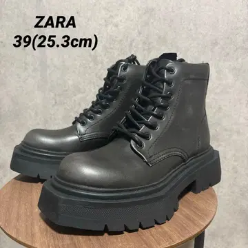 ZARA 빈티지 가공 볼륨 레이스업 부츠 39 25.3cm