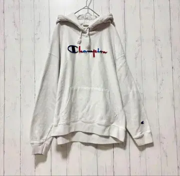 챔피온 Champion 흰색 화이트 후드티 2XL 리버스 위브 구제 의류