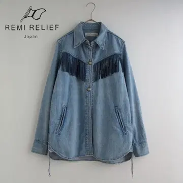 REMI RELIEF x Ray BEAMS 별주 가죽 프린지 셔츠