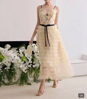 반짝이는 자수 원피스 샤샤 스커트 졸업식 입학식